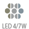 • Eclairage LED avec variateur 3 tons (4/7W). <br> 
  (Lumière froide 5500K/lumière neutre 4000k/lumière chaude 2700k).