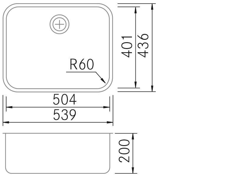 Éviers - BM Top-5040 - Dessin technique