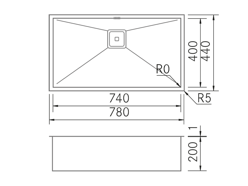 Éviers - BTK-7440 Filo - Dessin technique