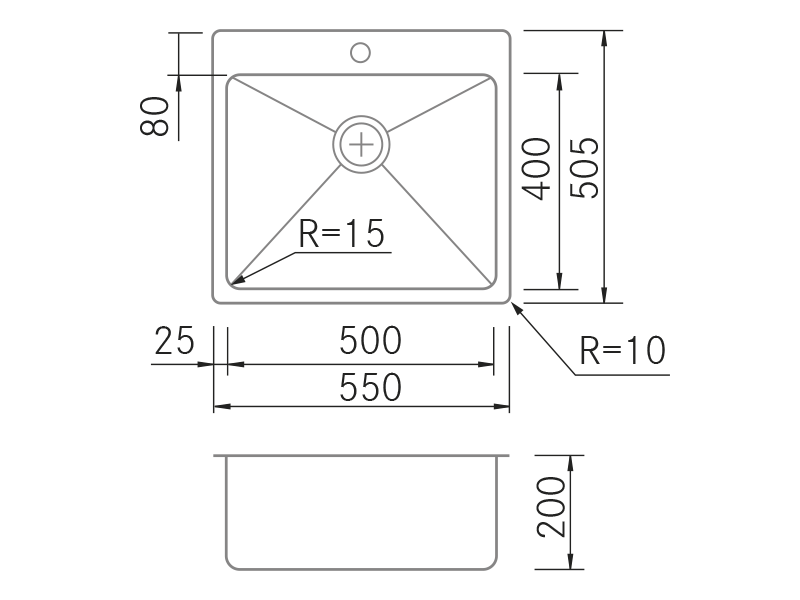 Éviers - Slim 60 Filo - Dessin technique