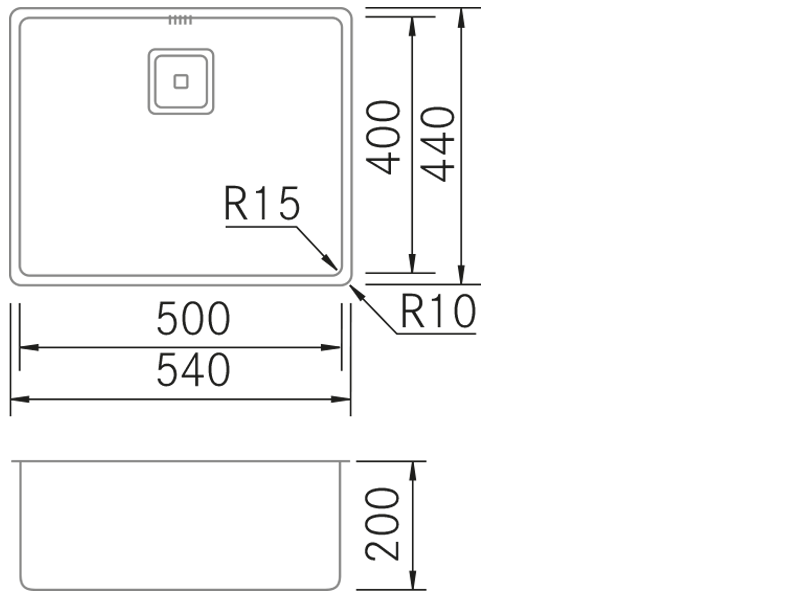 Éviers - R15-Vintage - 5040 - Dessin technique
