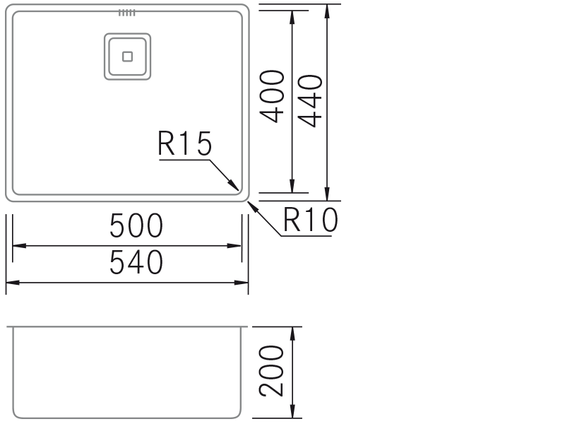 Éviers - BMR-OE 5040 - Dessin technique