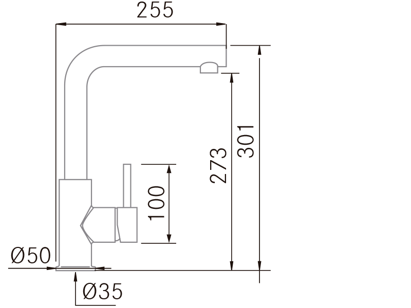 Mitigeur - Tap Eco - Dessin technique