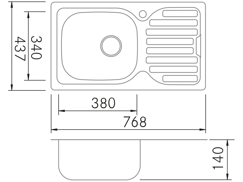Éviers - EF 760 S - Dessin technique