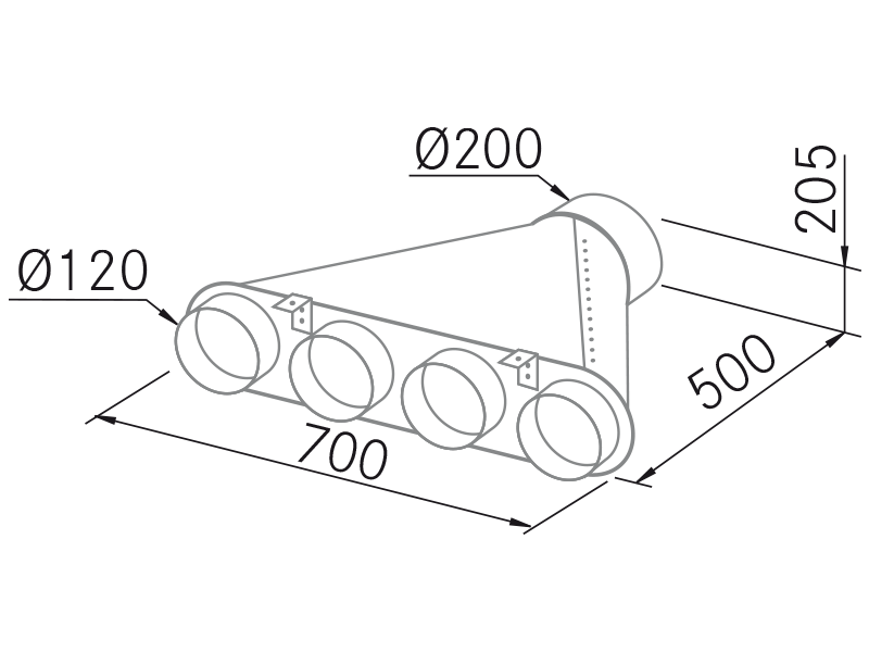 Canule a x 120 - Dessin techinique