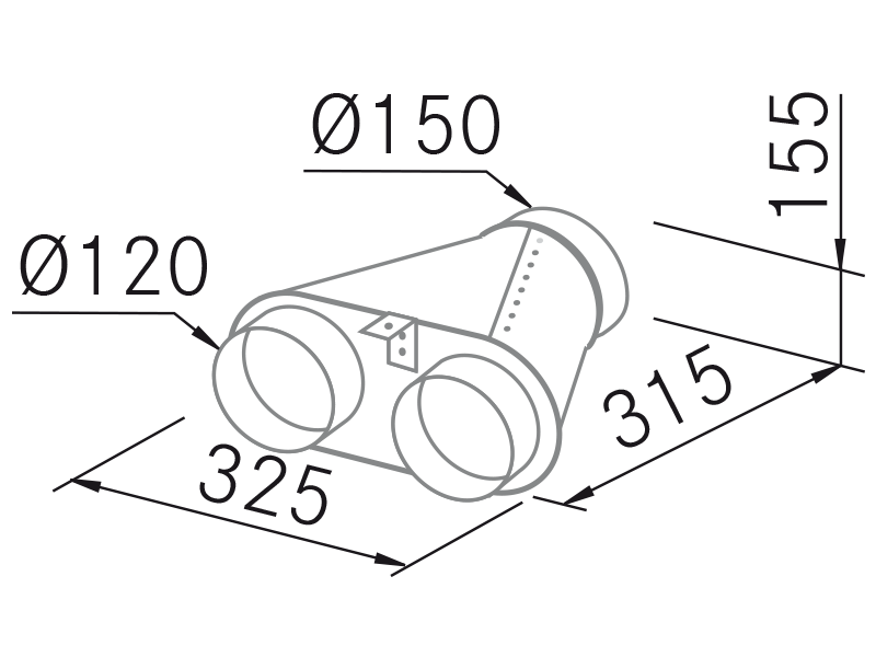 Canule 2 x 120 - Dessin techinique
