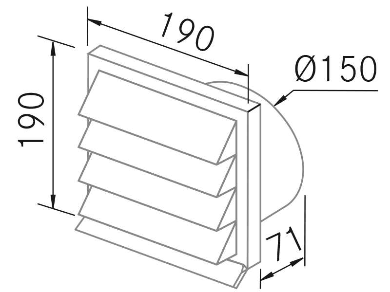 Hottes - Deflector salida exterior Ø150 - Dessin technique