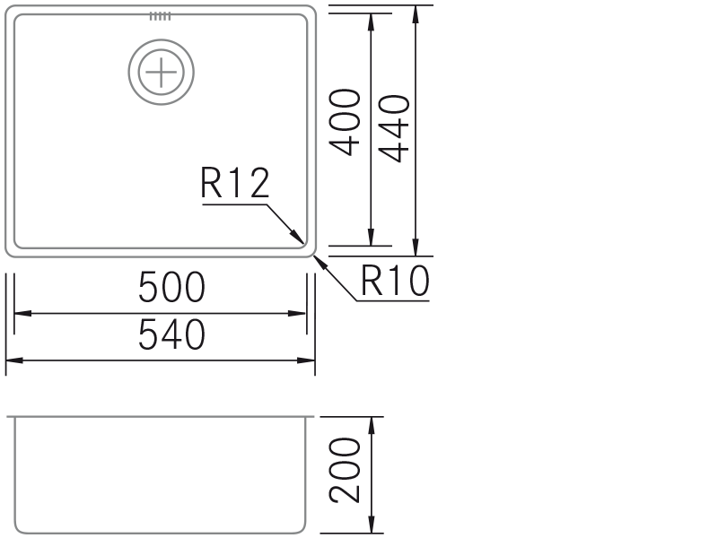 Éviers - PVD Cobre 5040 - Dessin technique