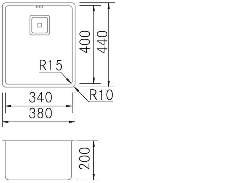 Éviers - BMR-OE 3440 - Dessin technique