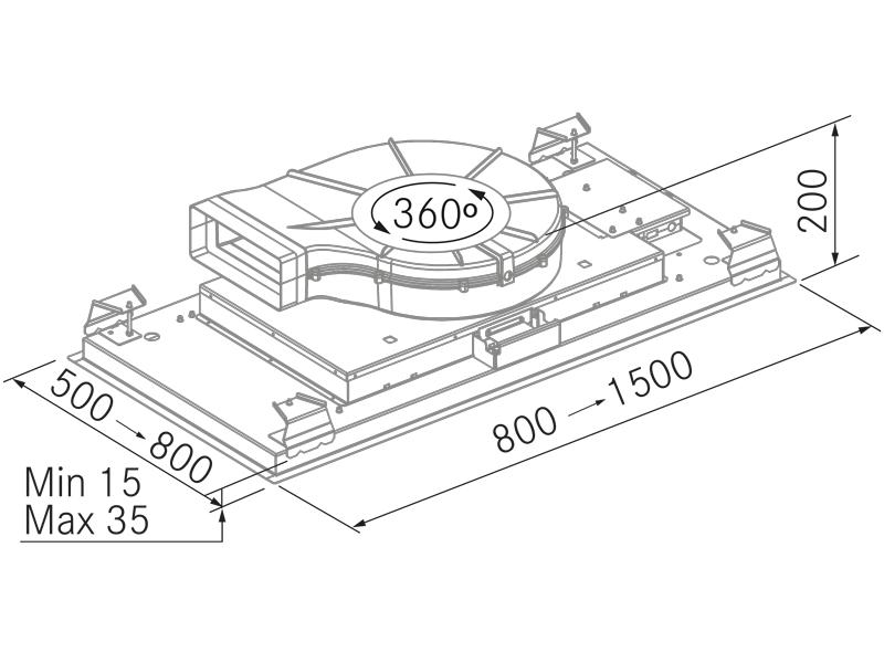 Hottes - Nitro SP 360 Inox - Dessin technique