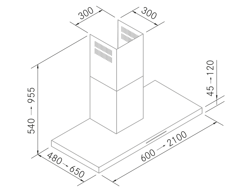 Hottes - Mercury SP Inox - Dessin technique