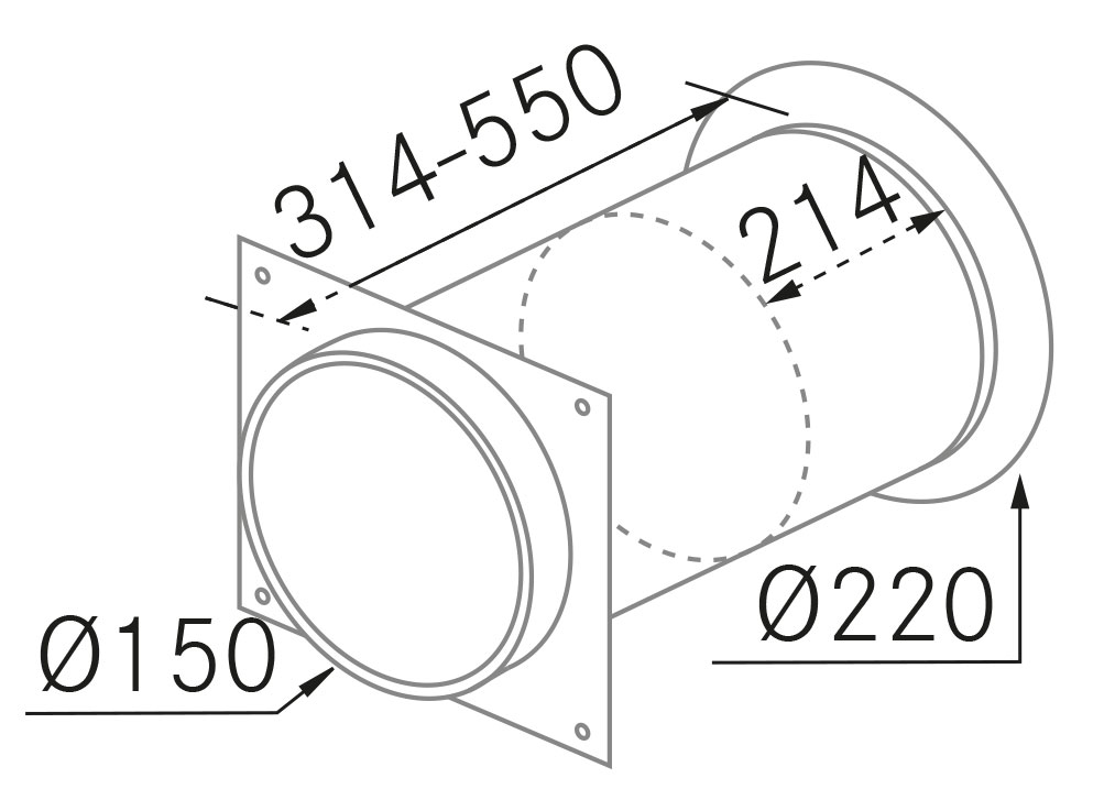 Hottes - Deflector salida exterior automático Ø150 - Dessin technique