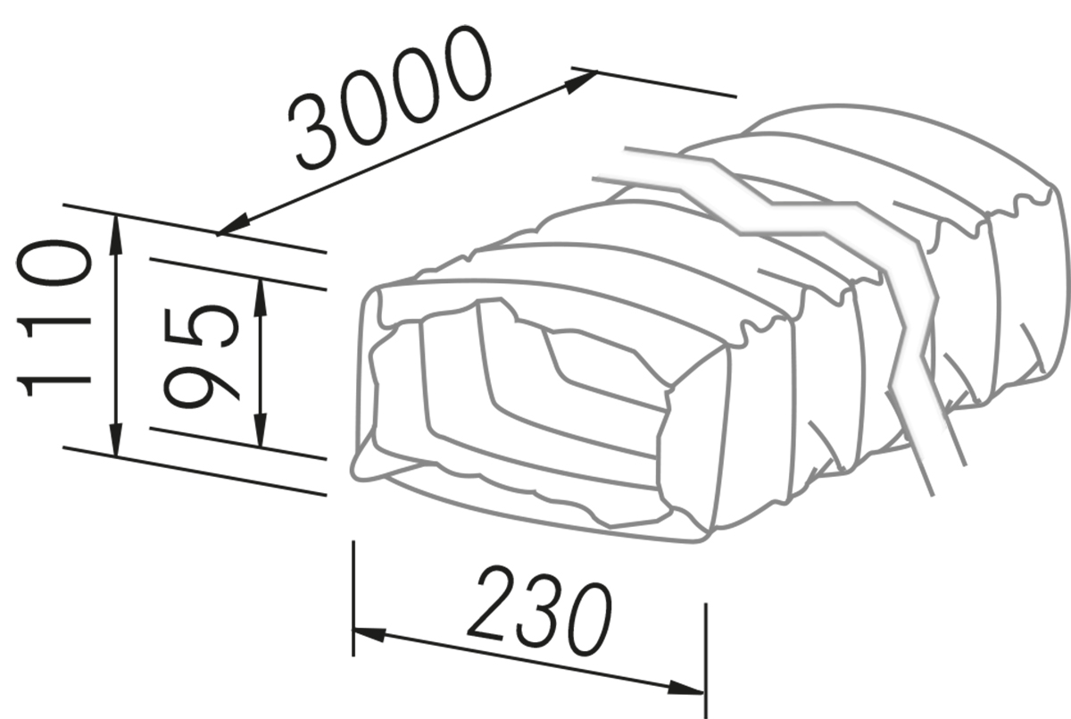 Hottes - Tubo flexible plano 3m. - Dessin technique