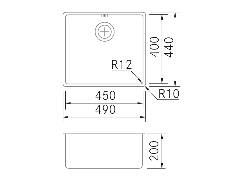 Éviers - PVD Gold 4540 - Dessin technique