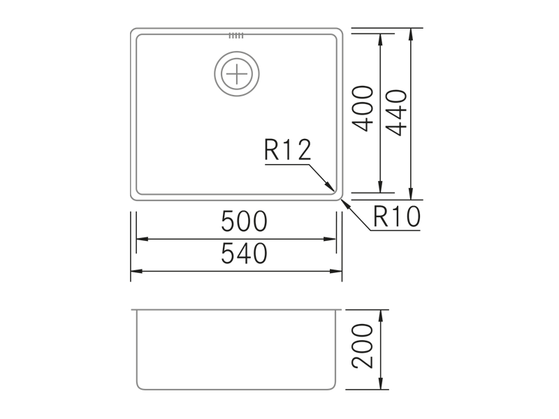 Éviers - PVD Gold 5040 - Dessin technique