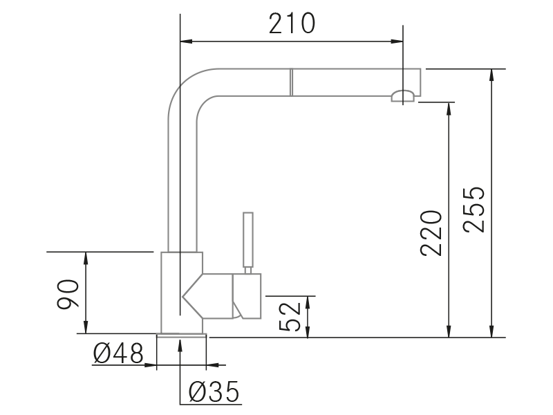 Mitigeur - Dual PVD - Dessin technique