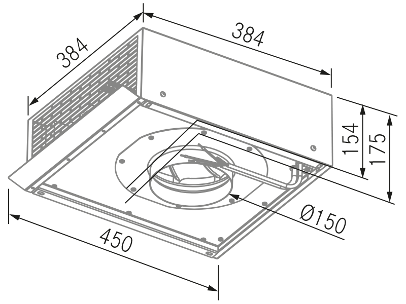 Hottes - Motor Pared - PA1200EC - Dessin technique