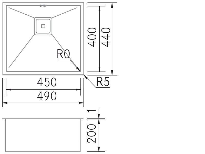 Éviers - BTK-4540 - Dessin technique