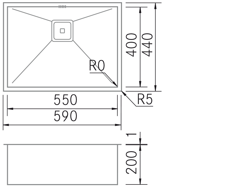 Éviers - BTK-5540 - Dessin technique