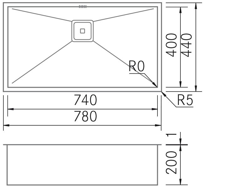 Éviers - BTK-7440 - Dessin technique